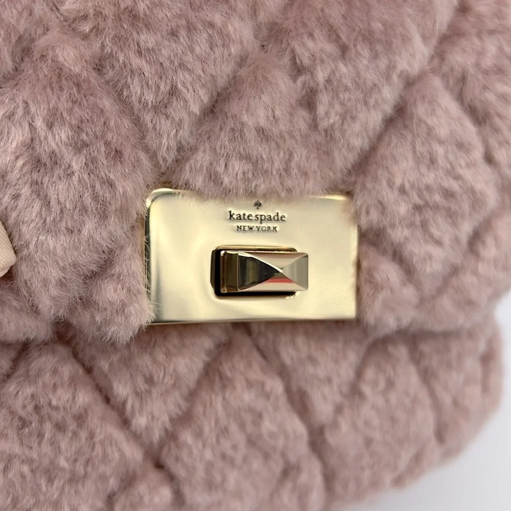 Kate Spade Carey Faux Fur Quilted Micro Flap Crossbody Rose Smoke